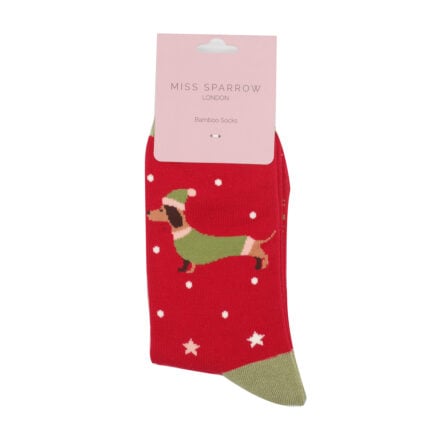 Miss Sparrow Festive Sausage Dogs Red