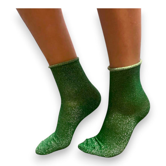 Jess & Lou Super Sparkly Green Lurex Socks