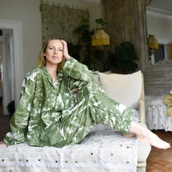Powell Craft Tropical Green Fern Print Ladies Pyjamas