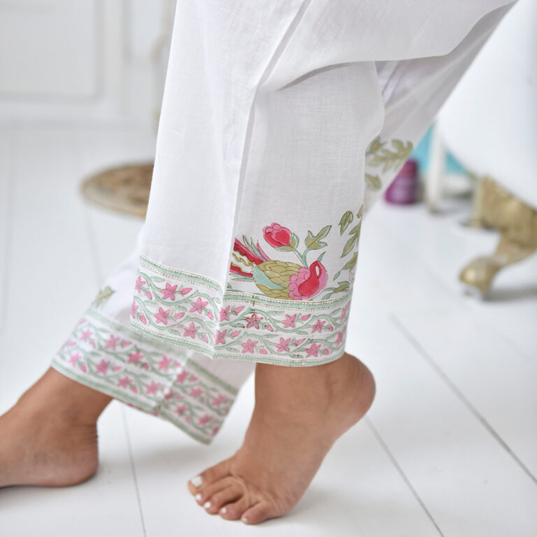 Powell Craft Pink and Mink Green Floral Print Ladies Pyjamas