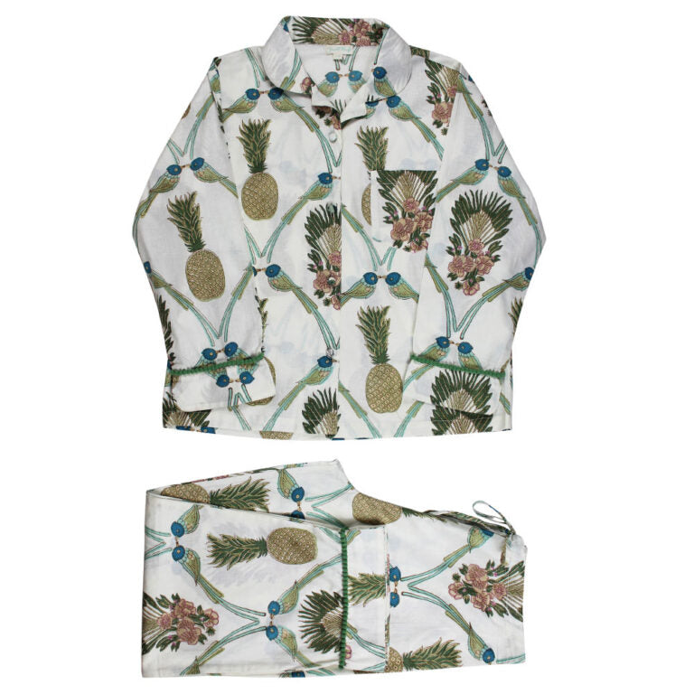 Powell Craft Bluebird & Pineapple Print Pyjamas