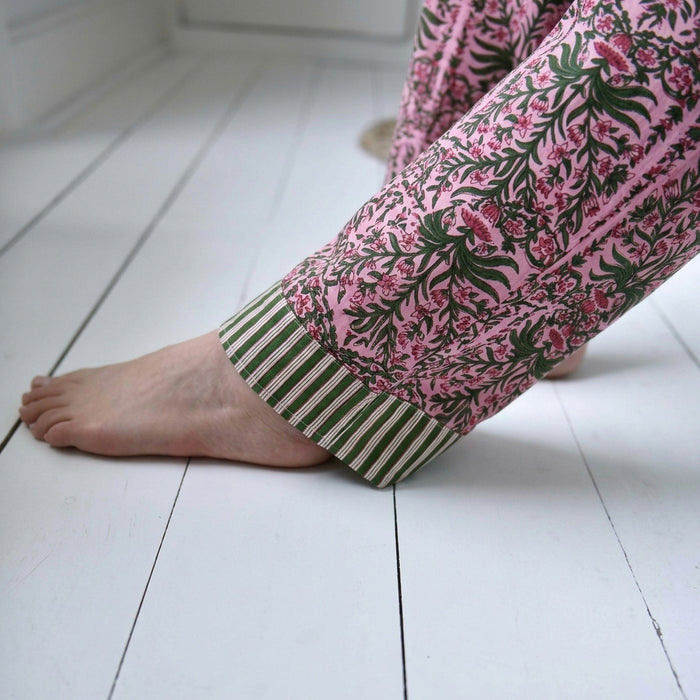 Powell Craft Pink & Green Damask Print Pyjamas