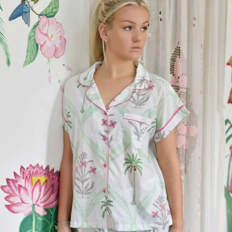 Powell Craft Floral Pink Palm Short Pyjamas