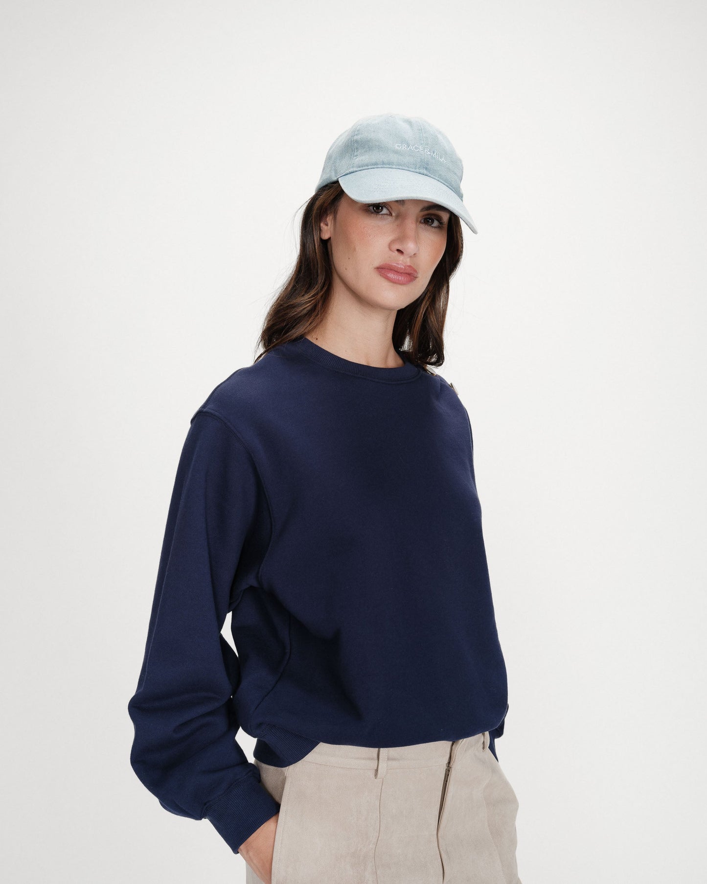 Grace & Mila Slimane Baseball Cap in Sky Blue