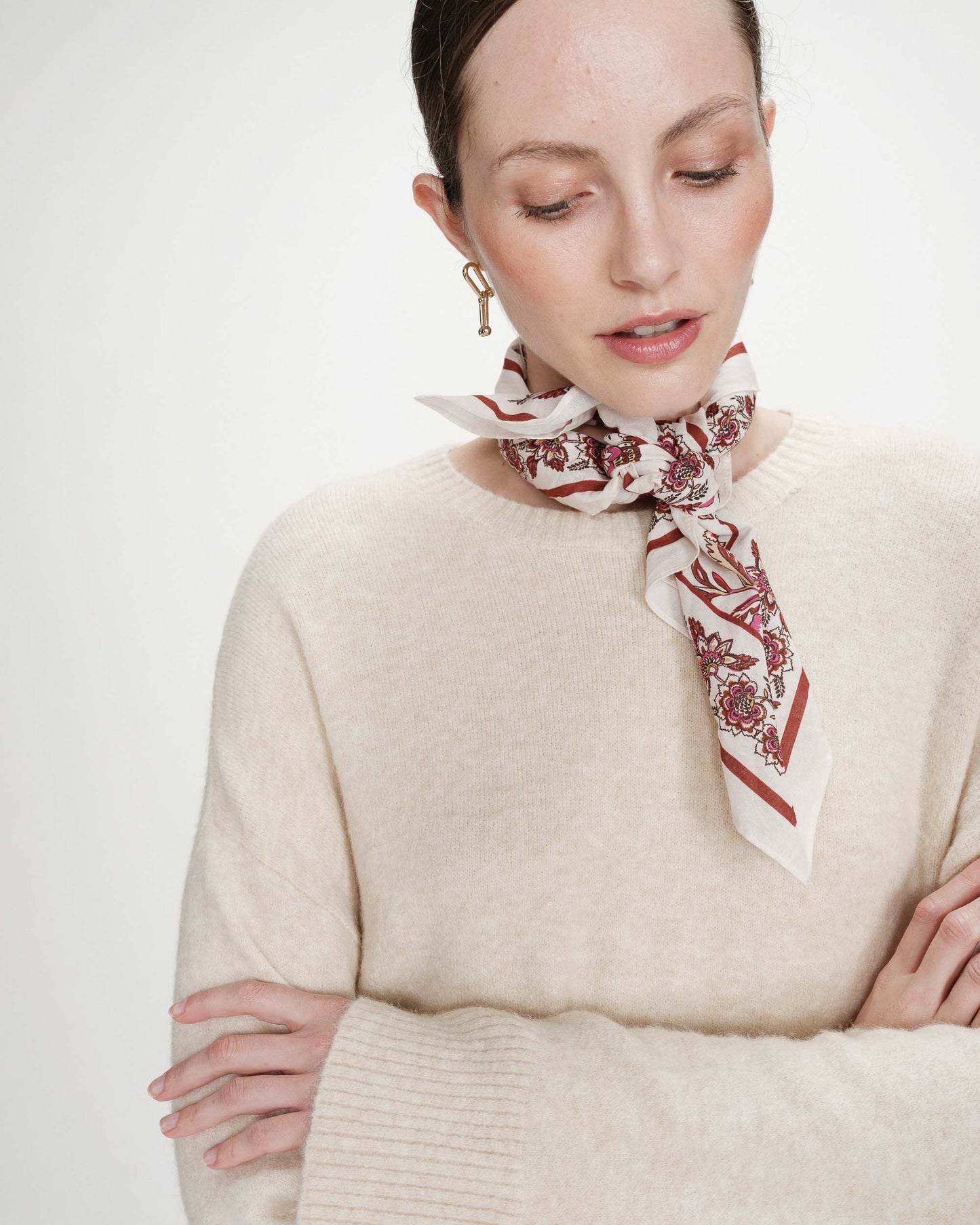 Grace & Mila Verlisse Cotton Floral Scarf in Fleur