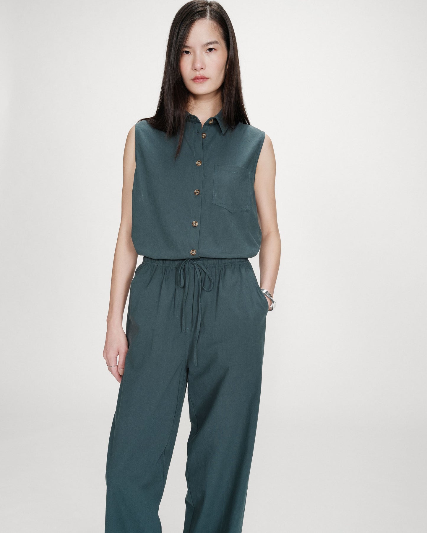 Grace & Mila Rhode Straight Cotton Pants in Emeraude