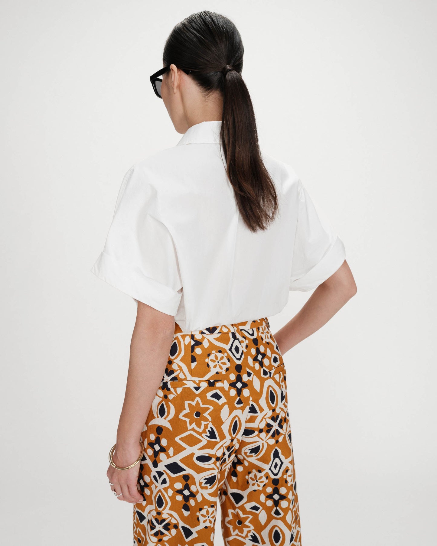 Grace & Mila Varsy 7/8 Patterned Trousers in Cognac