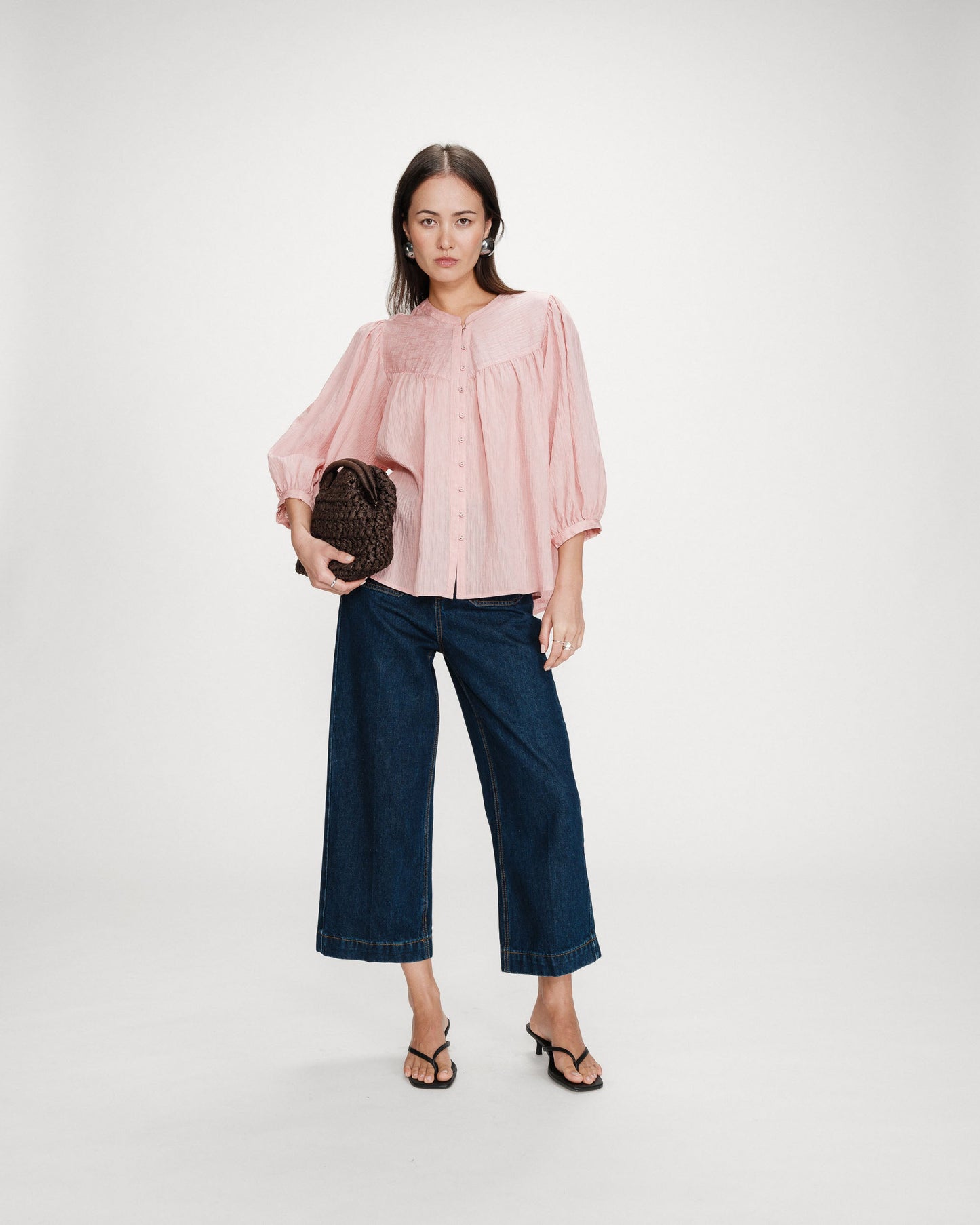 Grace & Mila Vanille Balloon-Sleeve Blouse in Rose