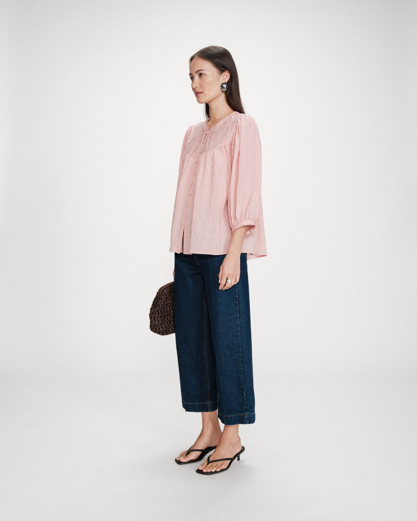 Grace & Mila Vanille Balloon-Sleeve Blouse in Rose