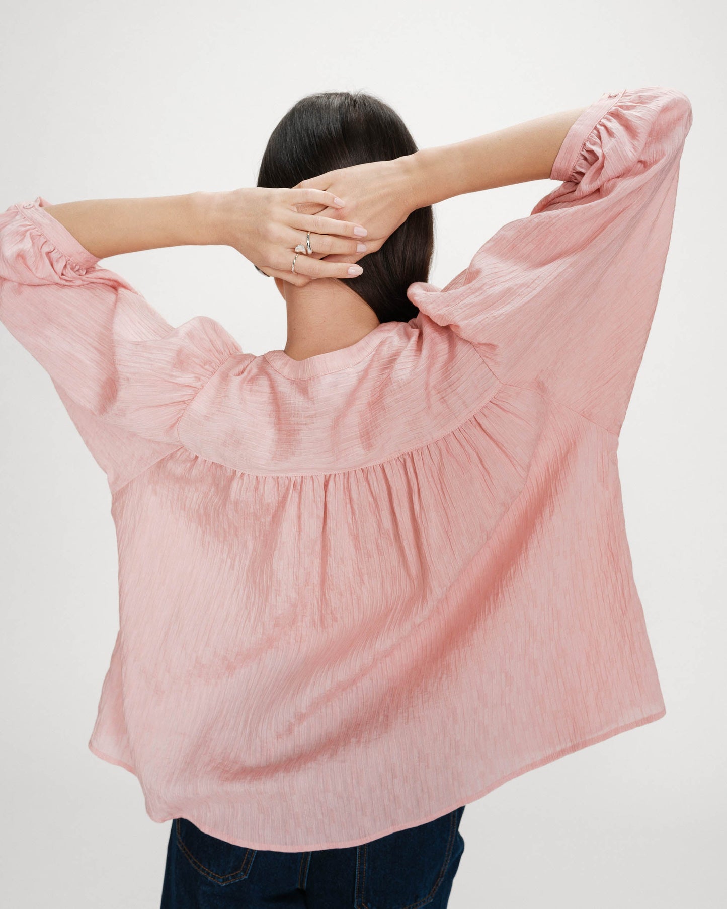Grace & Mila Vanille Balloon-Sleeve Blouse in Rose