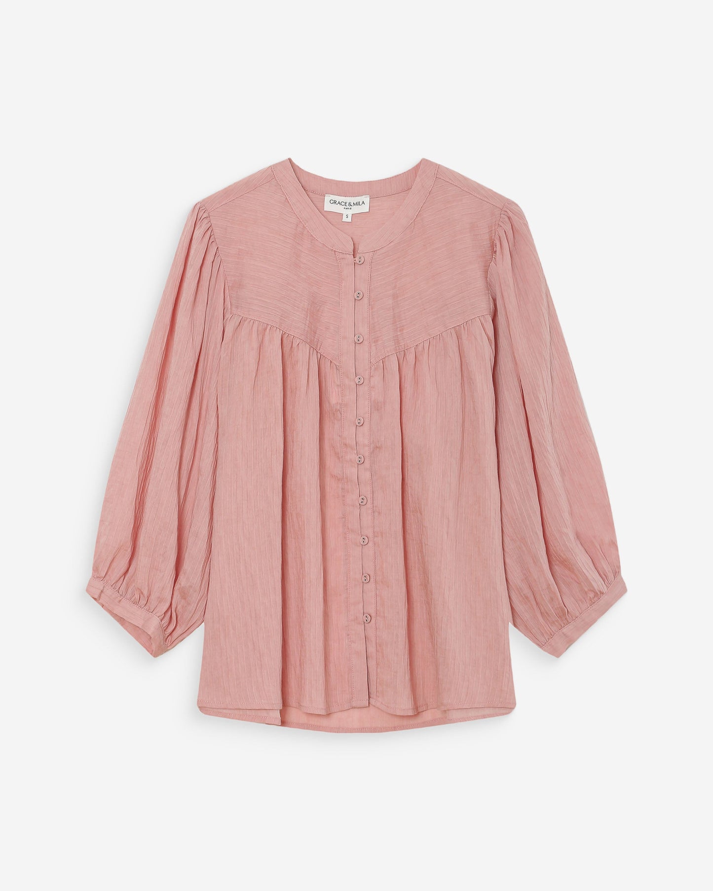 Grace & Mila Vanille Balloon-Sleeve Blouse in Rose