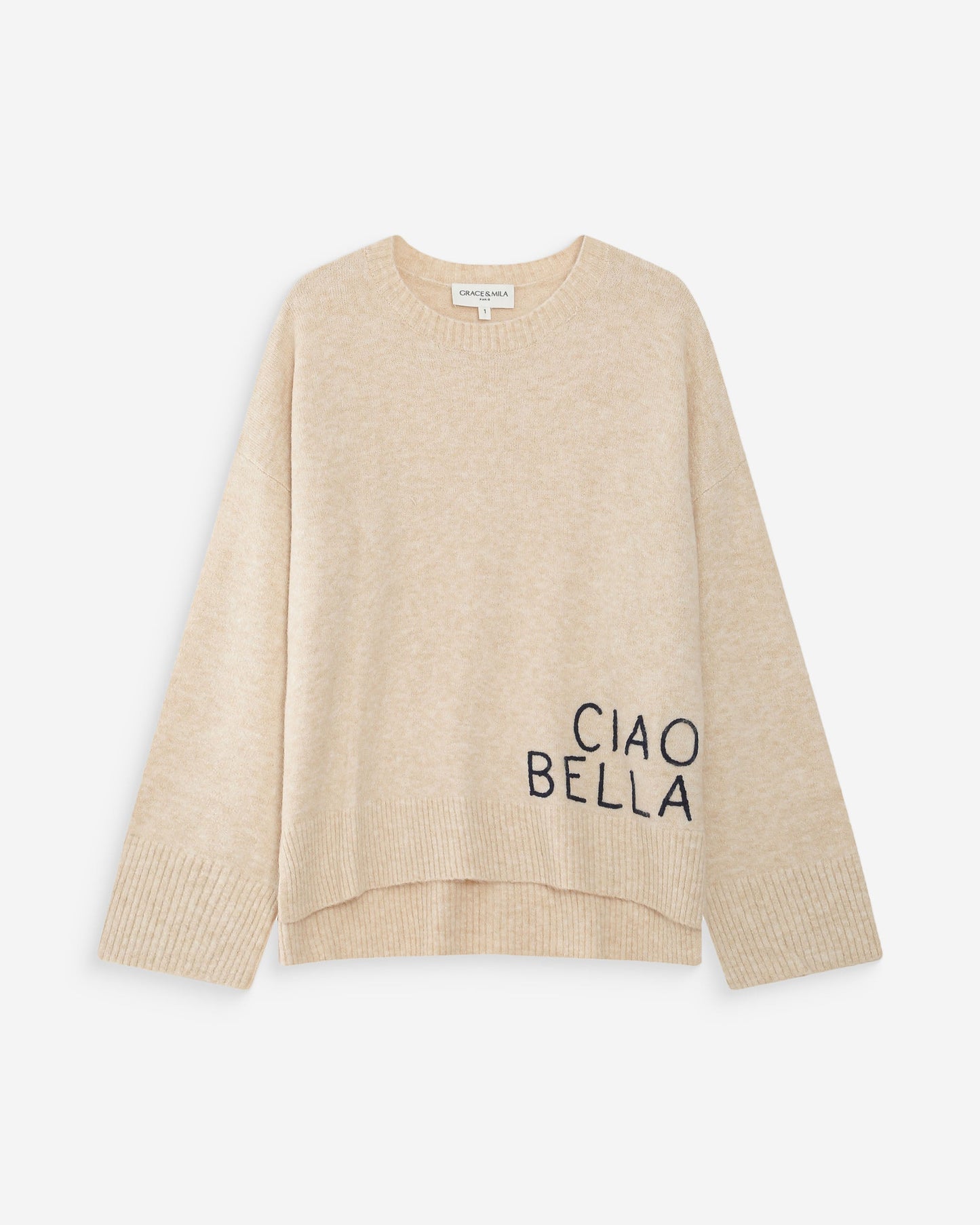 Grace & Mila Viggo Oversized Sweater with Navy Message