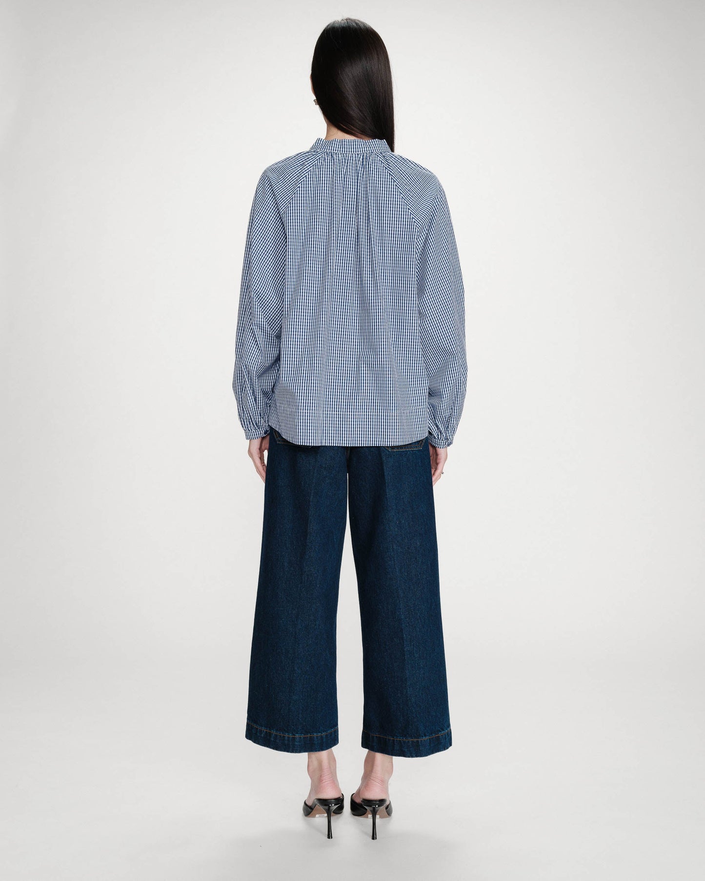 Grace & Mila Varry Checked Cotton Blouse in Marine