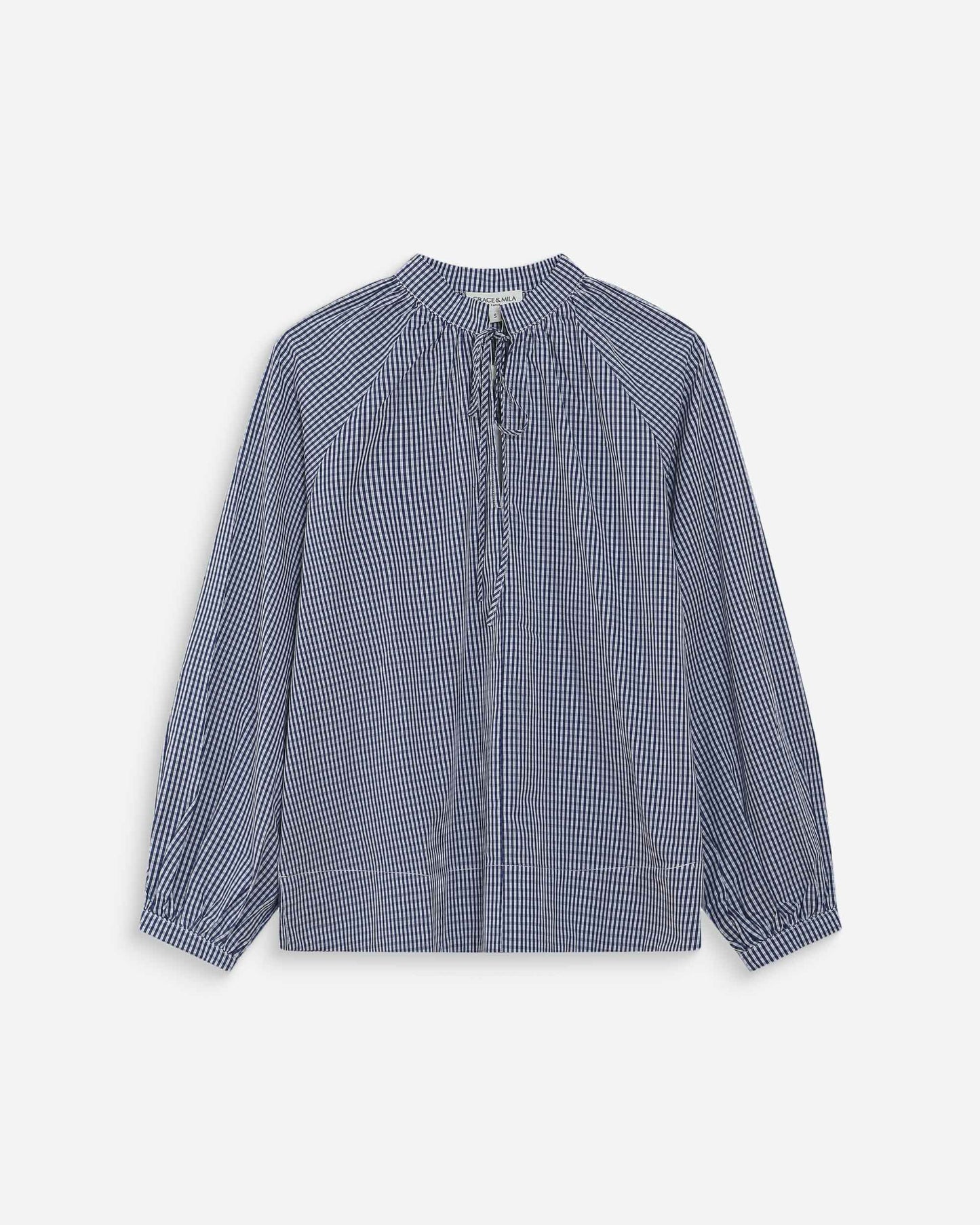 Grace & Mila Varry Checked Cotton Blouse in Marine