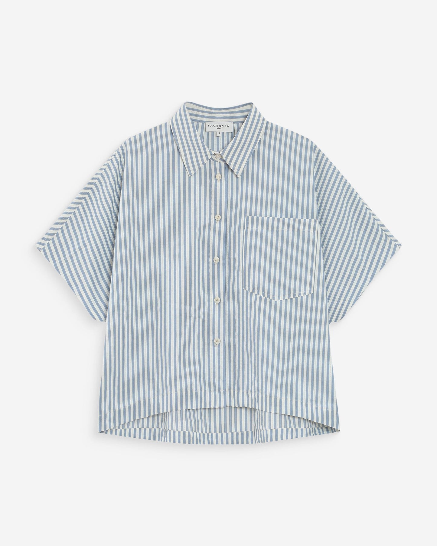 Grace & Mila Vercia Wide Striped Shirt in Bleuet