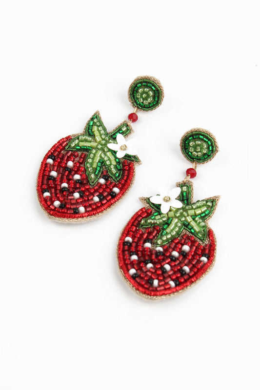My Doris Beaded Strawberry Earrings