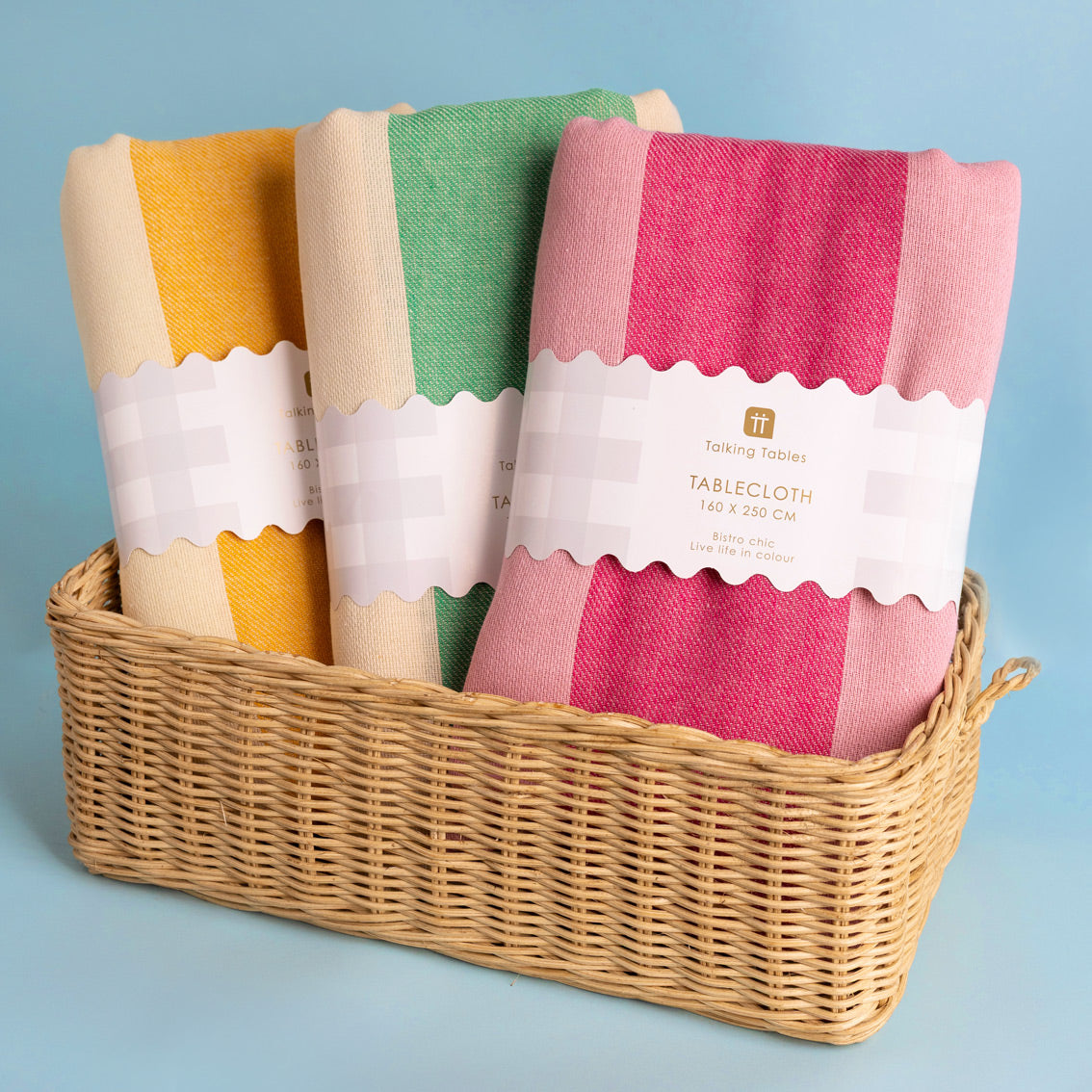 Green Stripe Cotton XL Tablecloth - 160cm x 250cm