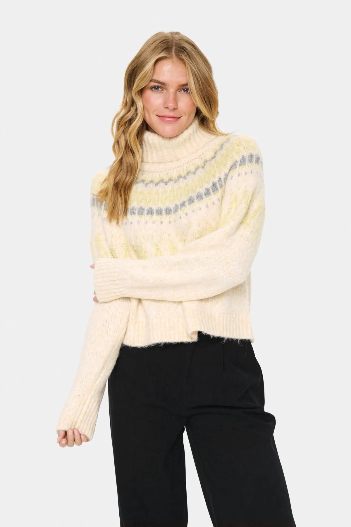 Saint Tropez Megna Rollneck Pullover in Ice Melange