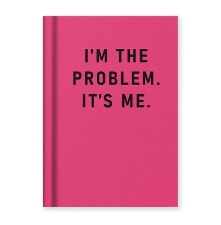 Pink notebook with back text