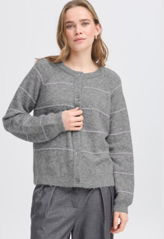 Fransa Kendra Cardigan in Asphalt Melange Mix