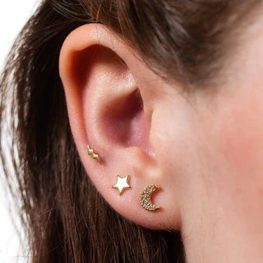 Celestial Set of 3 Single Stud Earrings by Scream Pretty Gold