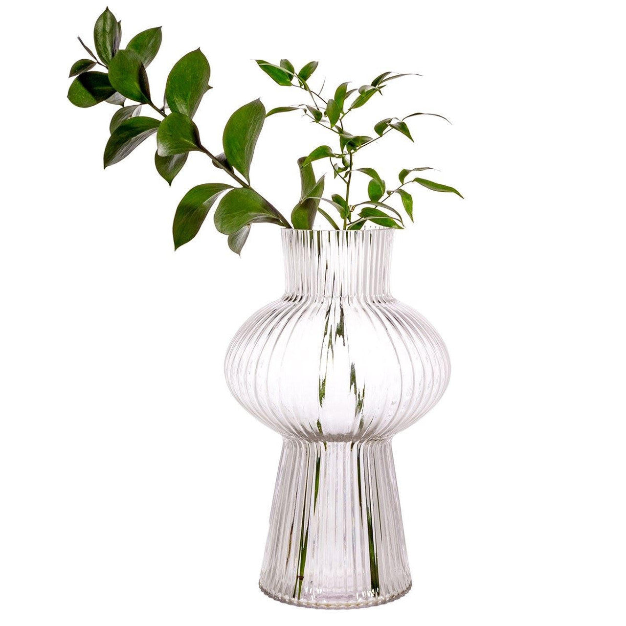 Sass & Belle shapely fluted glass vase in clear