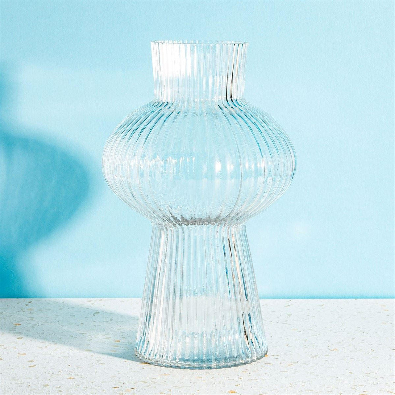 Shapely Fluted Glass Vase Clear