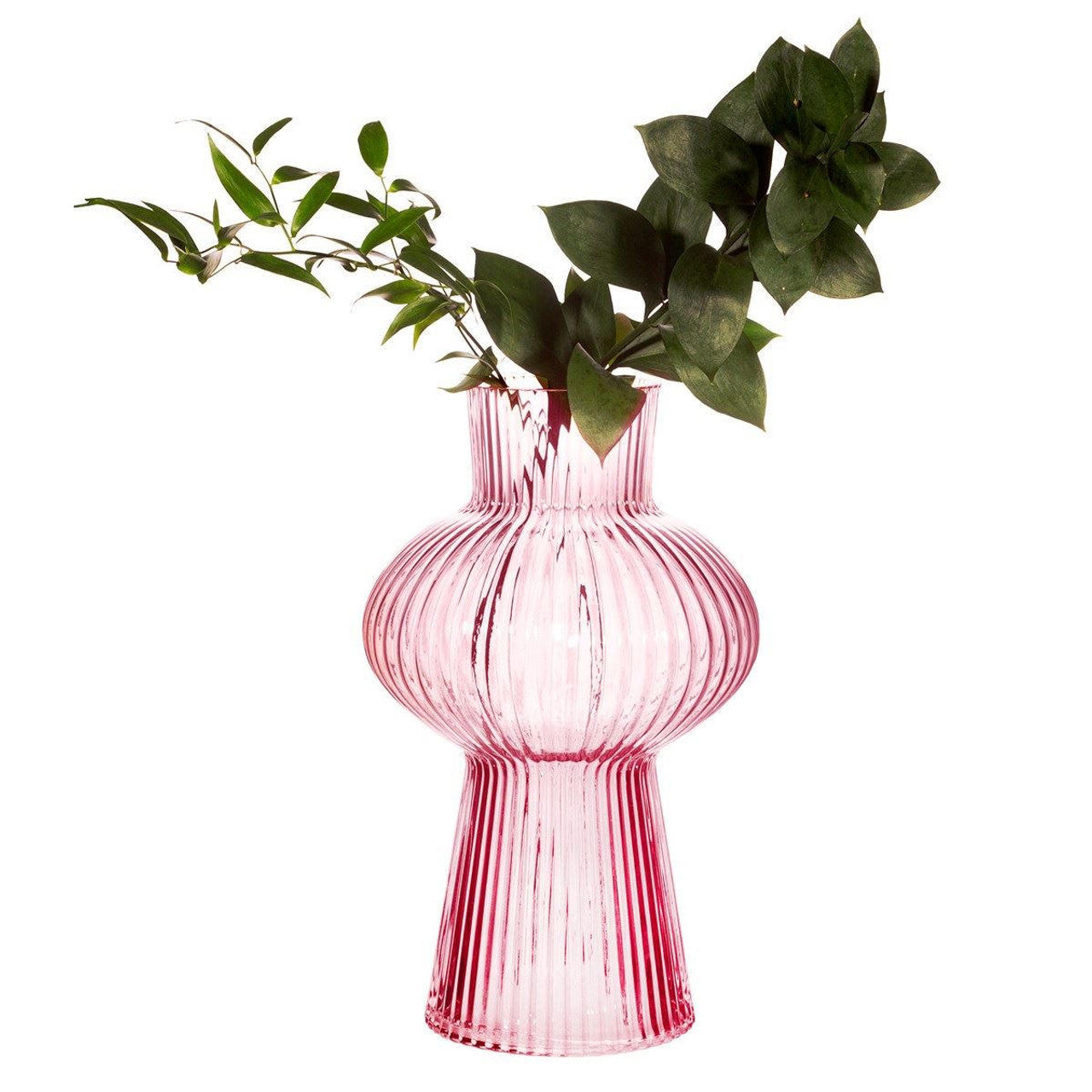 Sass & Belle pink fluted glass vase