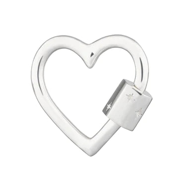Heart Carabiner Charm Lock in Sterling Silver