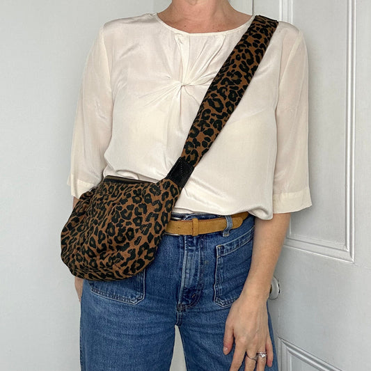 Brixton cross body sling bag - twill brown leopard - small