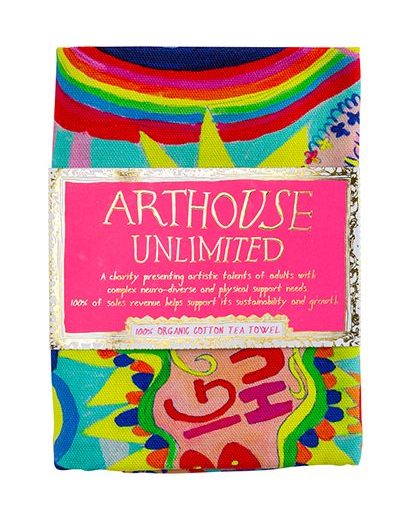 Arthouse Unlimited 'Full of Joy' colourful Tea Towel