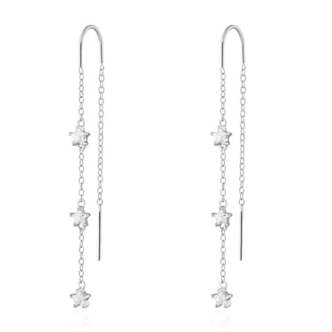 Sparkling Star Threader Earrings by Scream Pretty - Silver