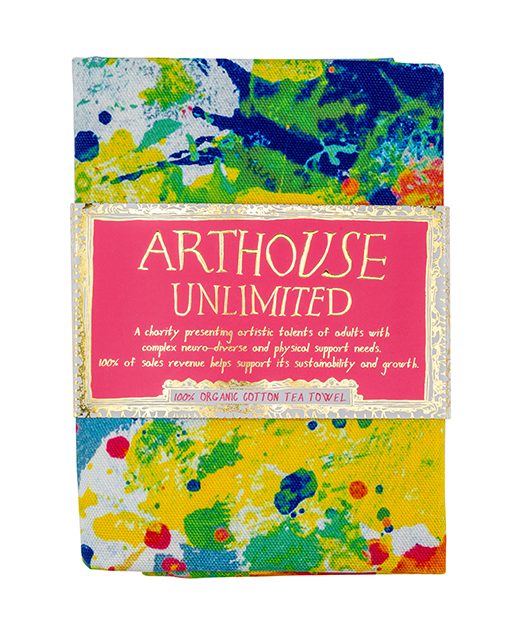 Arthouse Unlimited brightly coloured 'spring' tea towel in 100% Organic Cotton