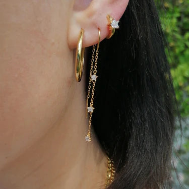 Sparkling Star Threader Earrings by Scream Pretty - Gold