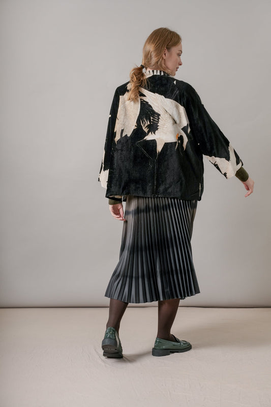 One Hundred Stars Black Stork Velvet Jacket