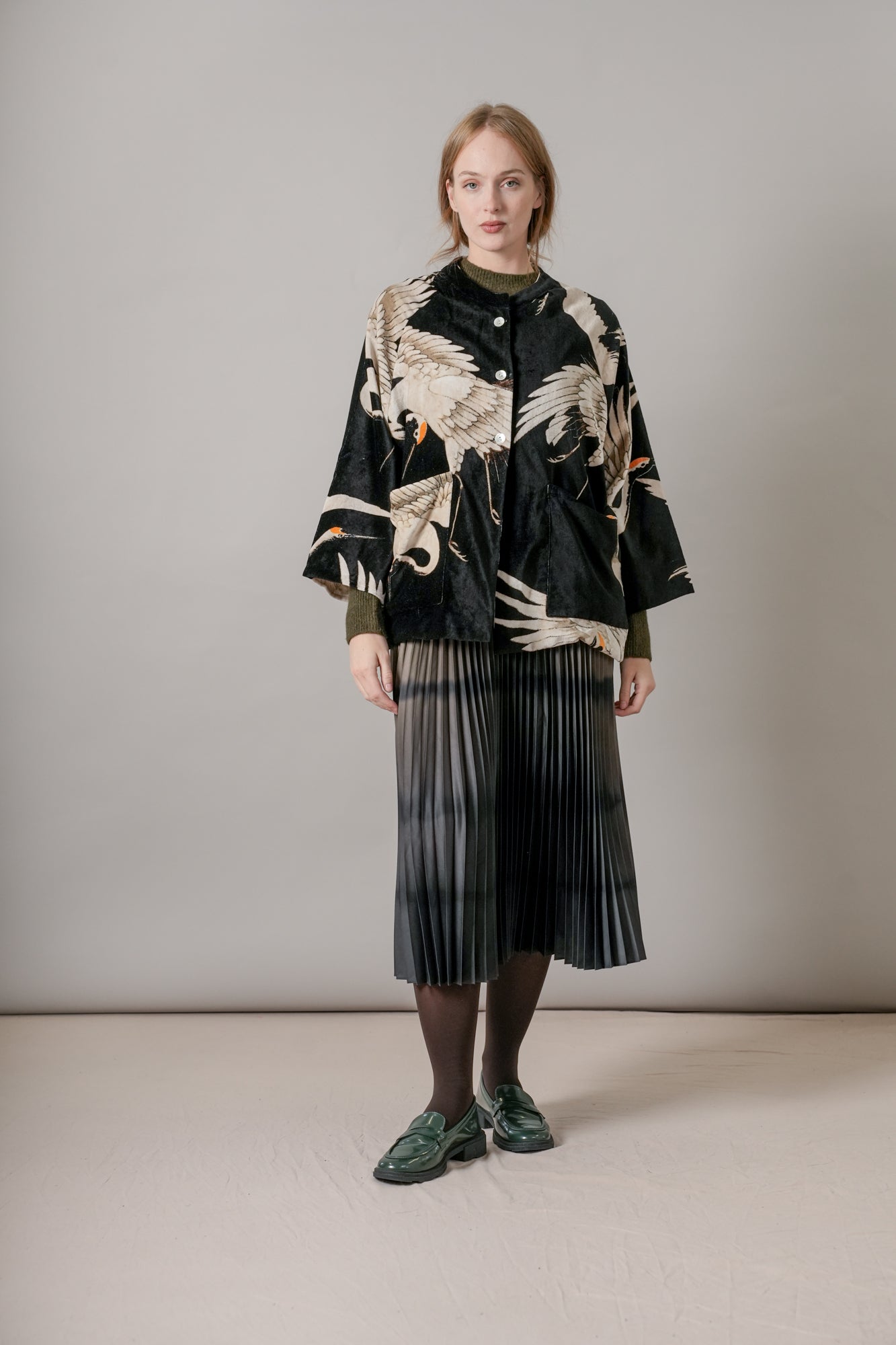 One Hundred Stars Black Stork Velvet Jacket
