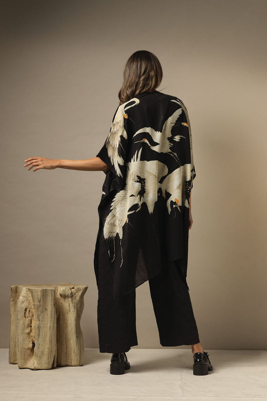 One Hundred Stars Stork Black Wool Throwover