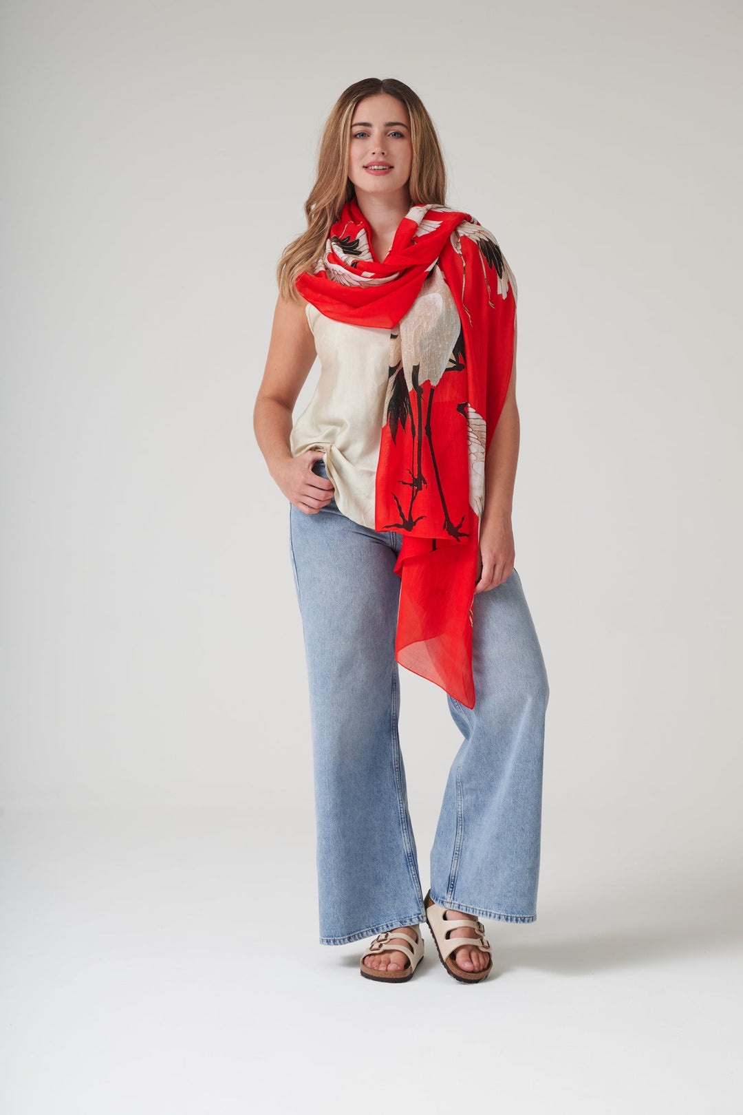 One Hundred Stars Stork Scarlet Scarf