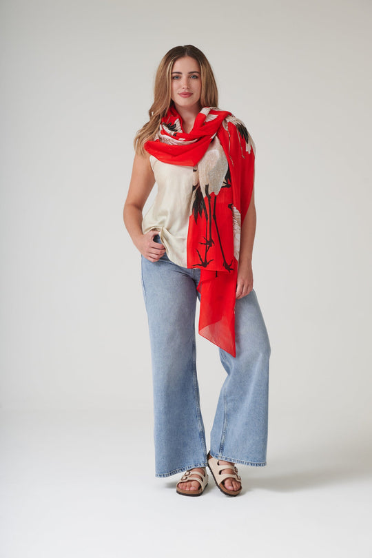 One Hundred Stars Stork Scarlet Scarf