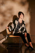 One Hundred Stars Stork Black Crepe Kimono