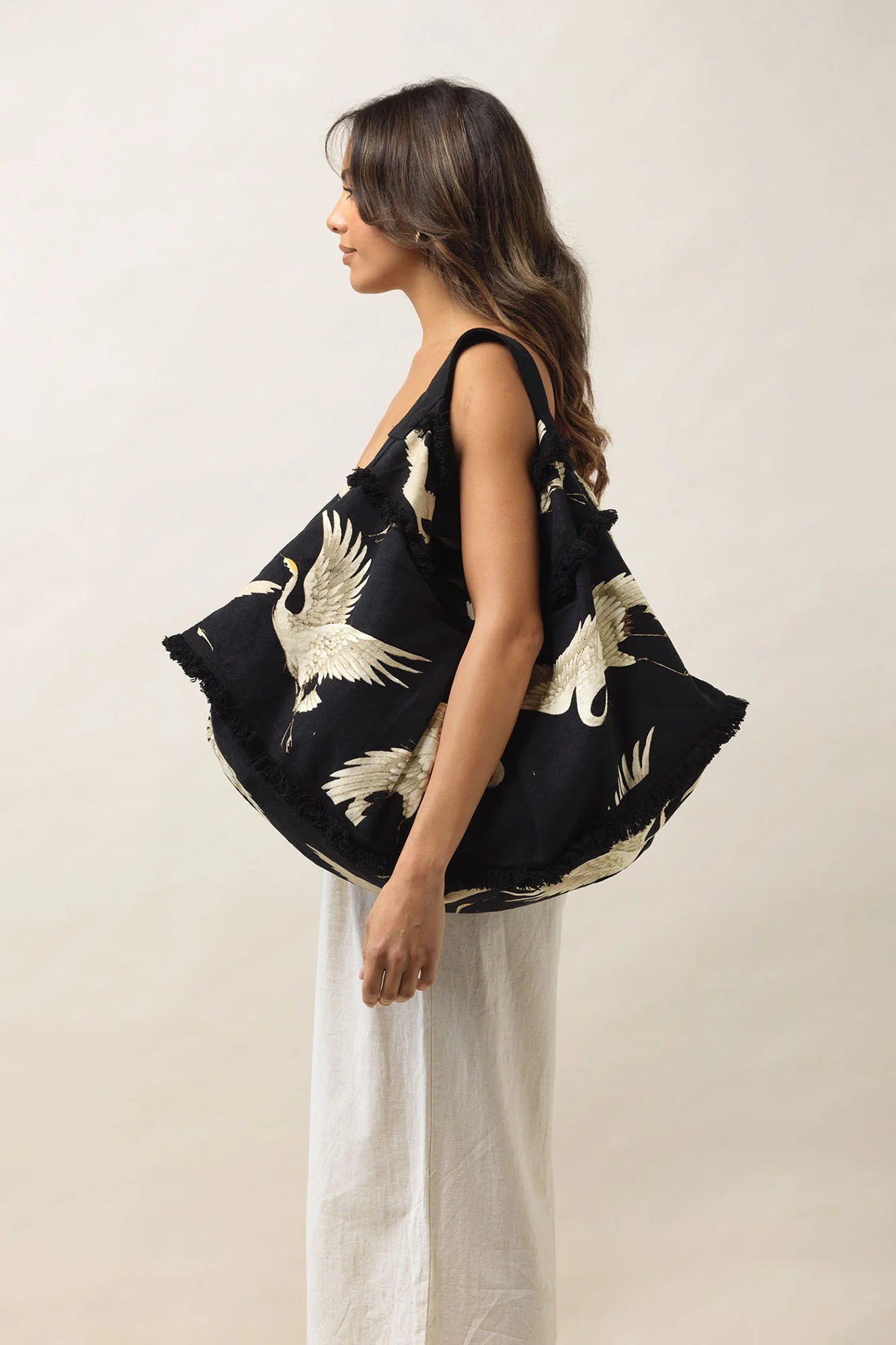 One Hundred Stars Slouch Bag in Stork Black