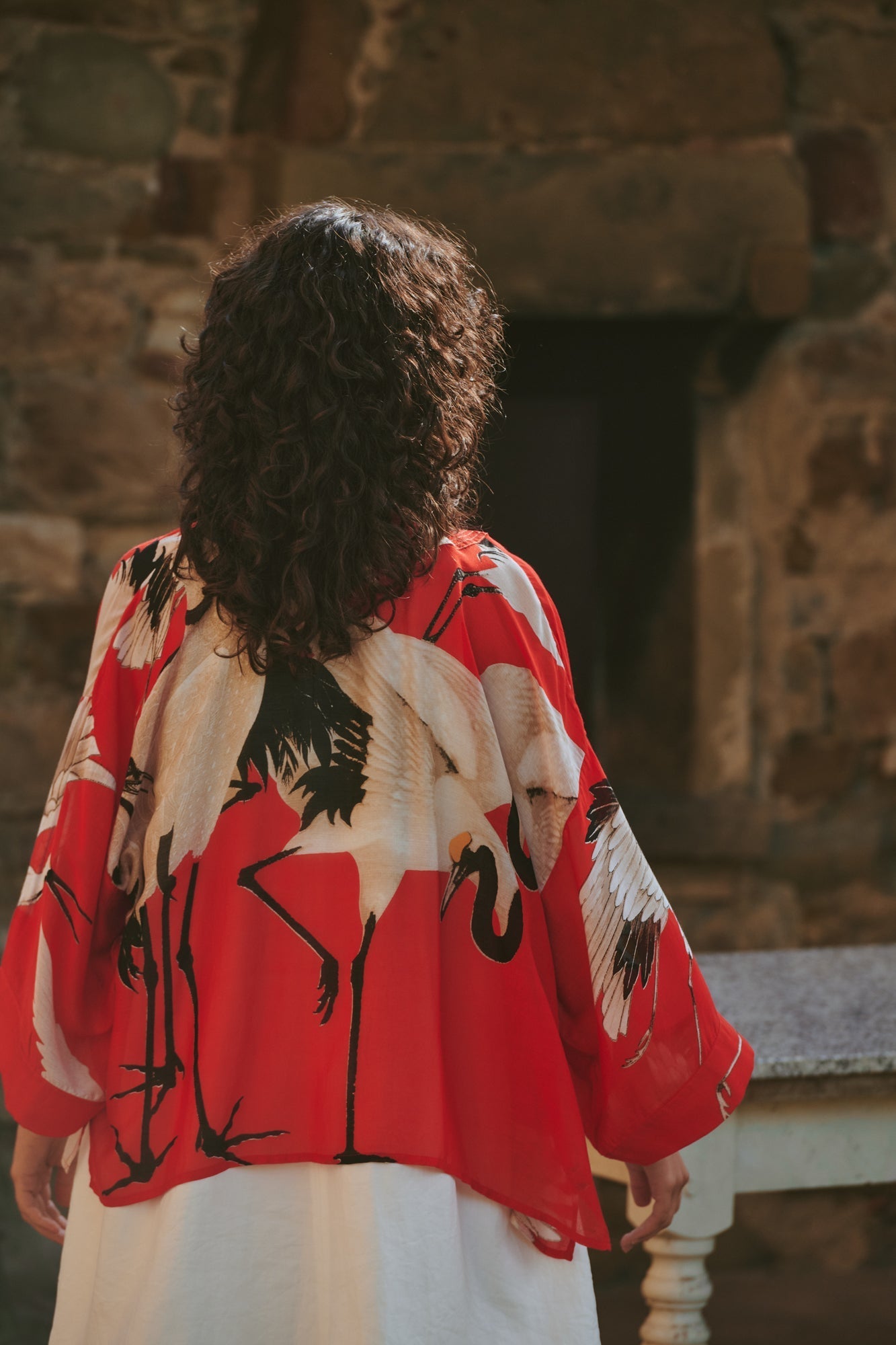 One Hundred Stars Stork Scarlet Kimono