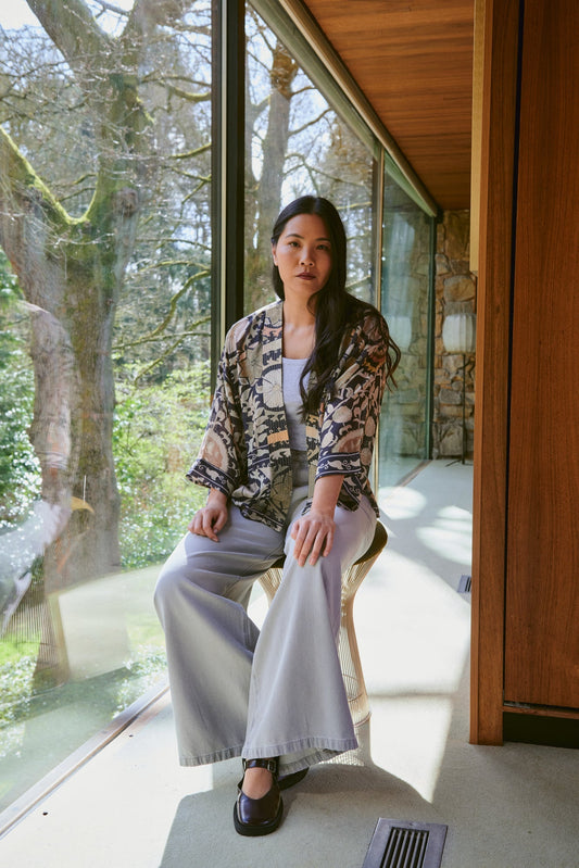 One Hundred Stars Susani Kimono in Charcoal