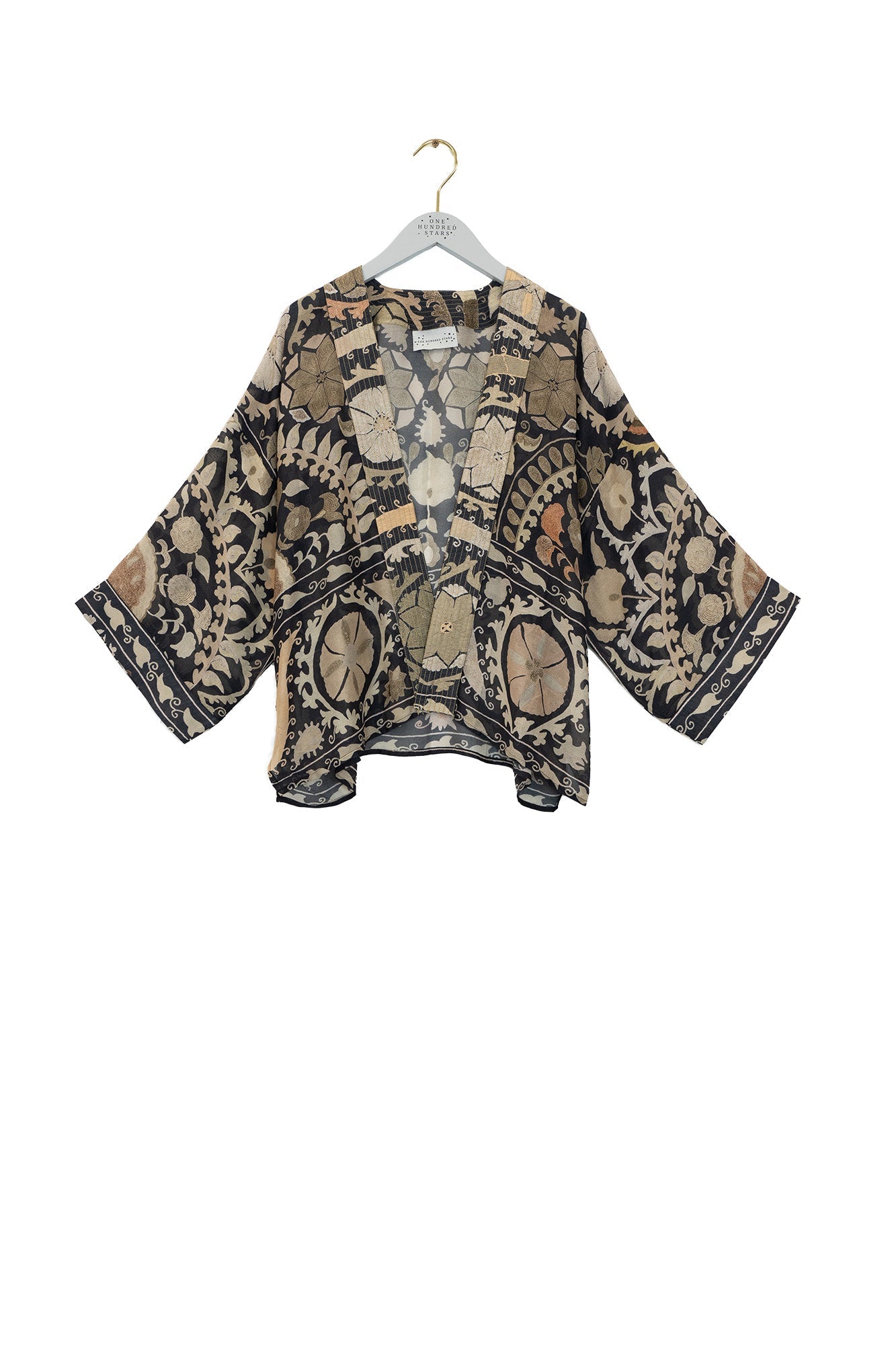 One Hundred Stars Susani Kimono in Charcoal