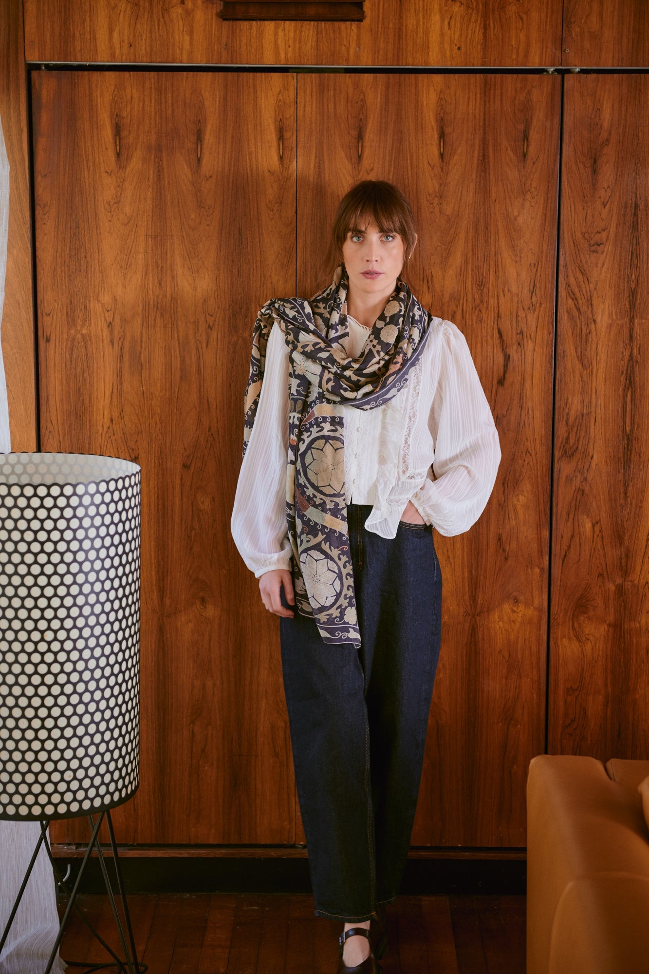 One Hundred Stars Susani Charcoal Scarf