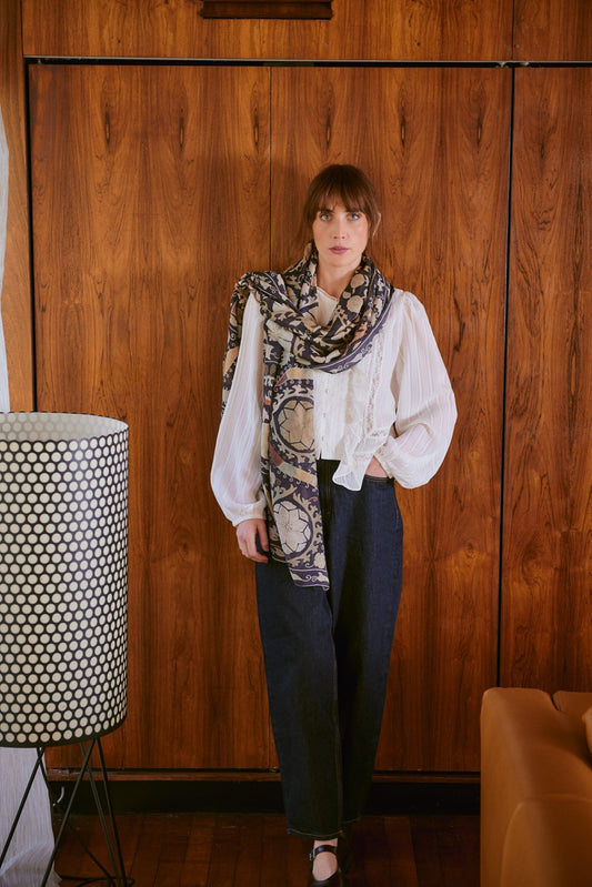 One Hundred Stars Susani Charcoal Scarf