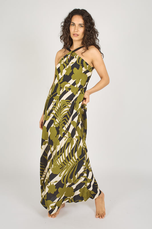 Traffic People The Archive Tilda Dress in Black/Olive
