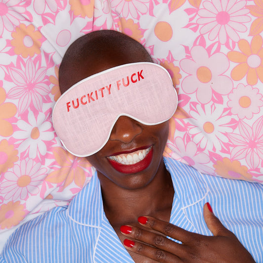 Catherine Colebrook Linen Eye Mask Fuckity Fuck Pink