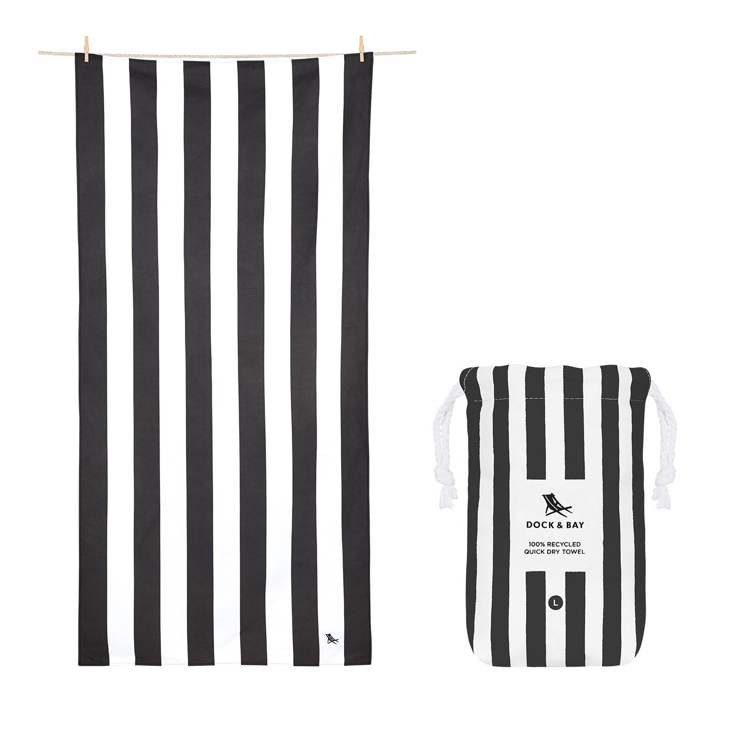 Dock & Bay Quick Dry Towels - Cabana Kamari Charcoal 160x90cm
