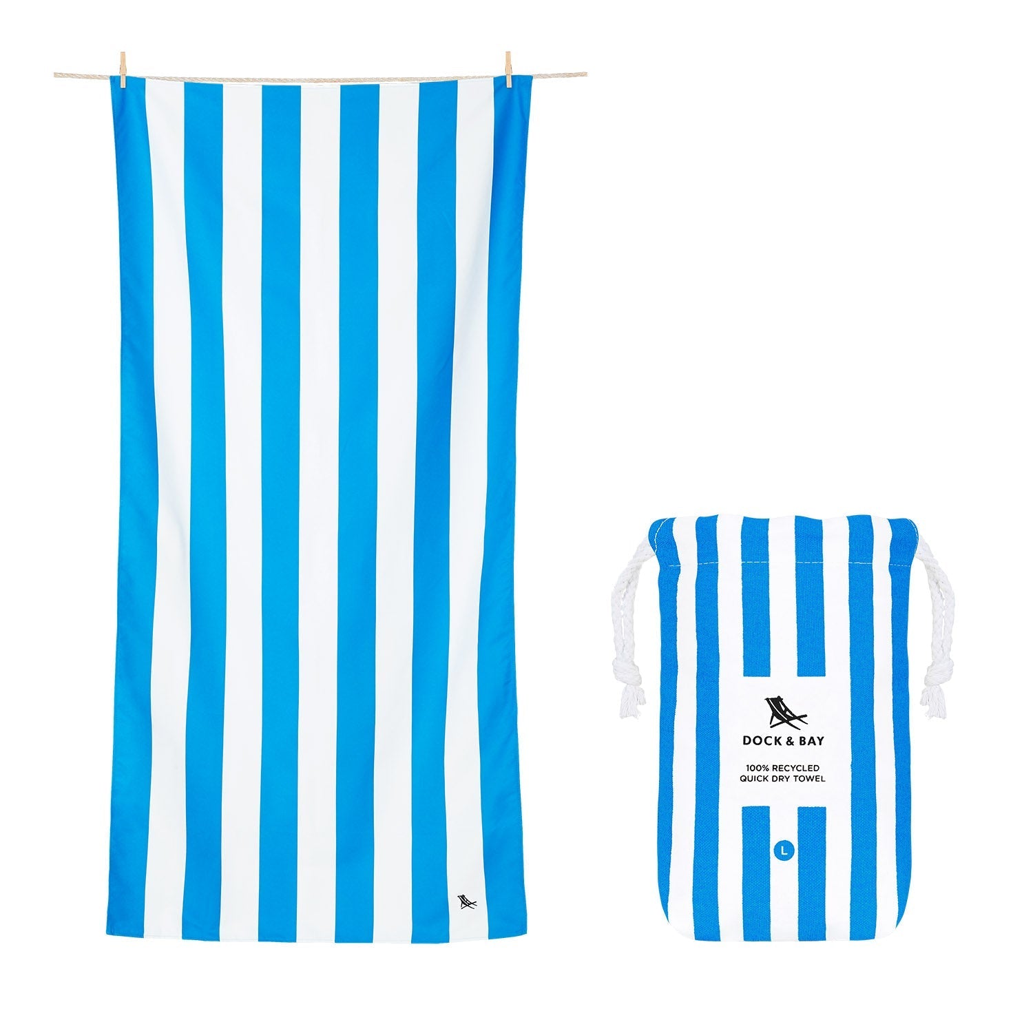 Dock & Bay Quick Dry Towels - Cabana Bondi Blue 160x90cm
